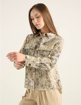 Blusa camisera Contempo manga larga para mujer