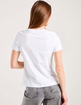 Playera manga corta Contempo cuello redondo para mujer