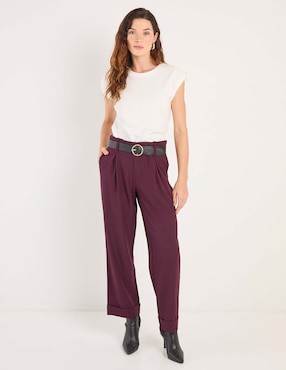 Playera manga corta Contempo cuello redondo para mujer