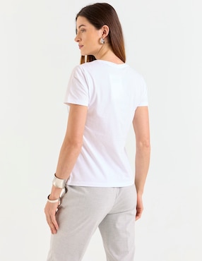 Playera manga corta Contempo cuello redondo para mujer