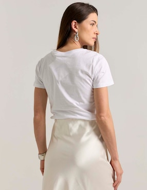 Playera manga corta Contempo cuello redondo para mujer