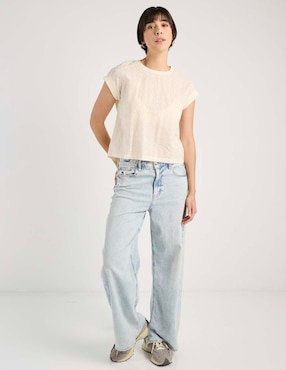 Playera manga corta Contempo cuello redondo para mujer