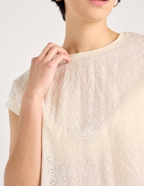 Playera manga corta Contempo cuello redondo para mujer