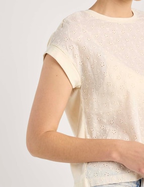 Playera manga corta Contempo cuello redondo para mujer