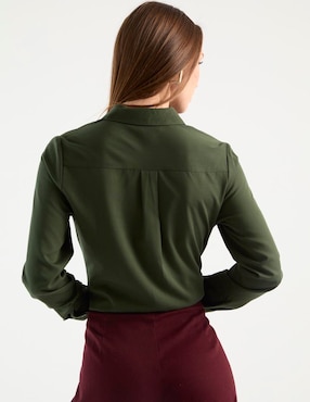 Blusa camisera Contempo manga larga para mujer