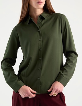 Blusa camisera Contempo manga larga para mujer