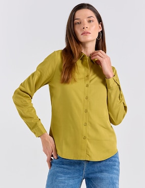 Blusa camisera Contempo manga larga para mujer