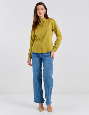 Blusa camisera Contempo manga larga para mujer