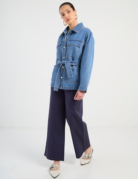 Chamarra cazadora Contempo de mezclilla para mujer