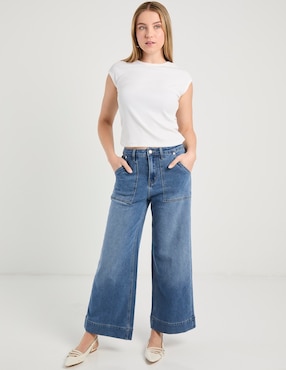 Jeans relaxed amplio cintura Contempo para mujer