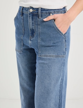 Jeans relaxed amplio cintura Contempo para mujer
