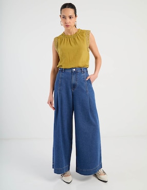 Jeans relaxed wide leg Contempo para mujer