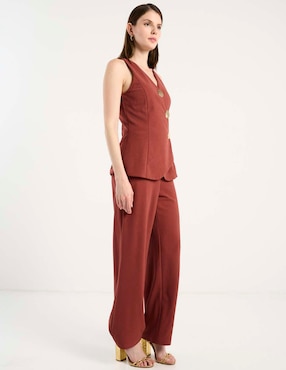 Jumpsuit Contempo de algodón estampado liso para mujer