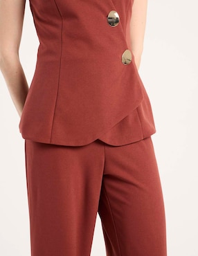 Jumpsuit Contempo de algodón estampado liso para mujer