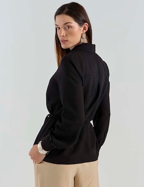 Blusa camisera Contempo manga larga para mujer