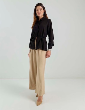 Blusa camisera Contempo manga larga para mujer