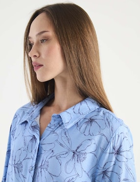Blusa camisera Contempo manga larga para mujer