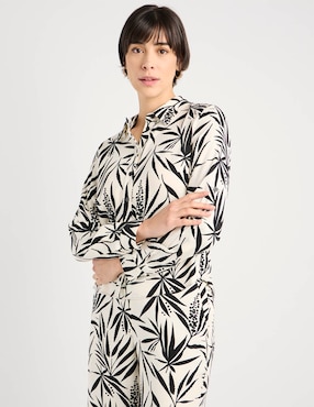 Blusa camisera Contempo manga larga para mujer