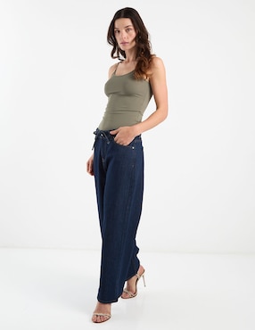 Jeans amplio cintura Contempo para mujer