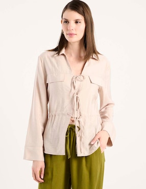 Blusa camisera Contempo manga larga para mujer
