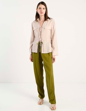 Blusa camisera Contempo manga larga para mujer