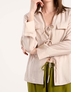 Blusa camisera Contempo manga larga para mujer