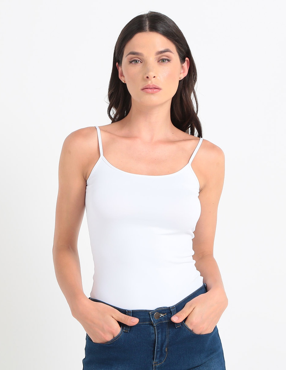 Top cuello redondo tirante delgado Top cuello redondo tirante delgado