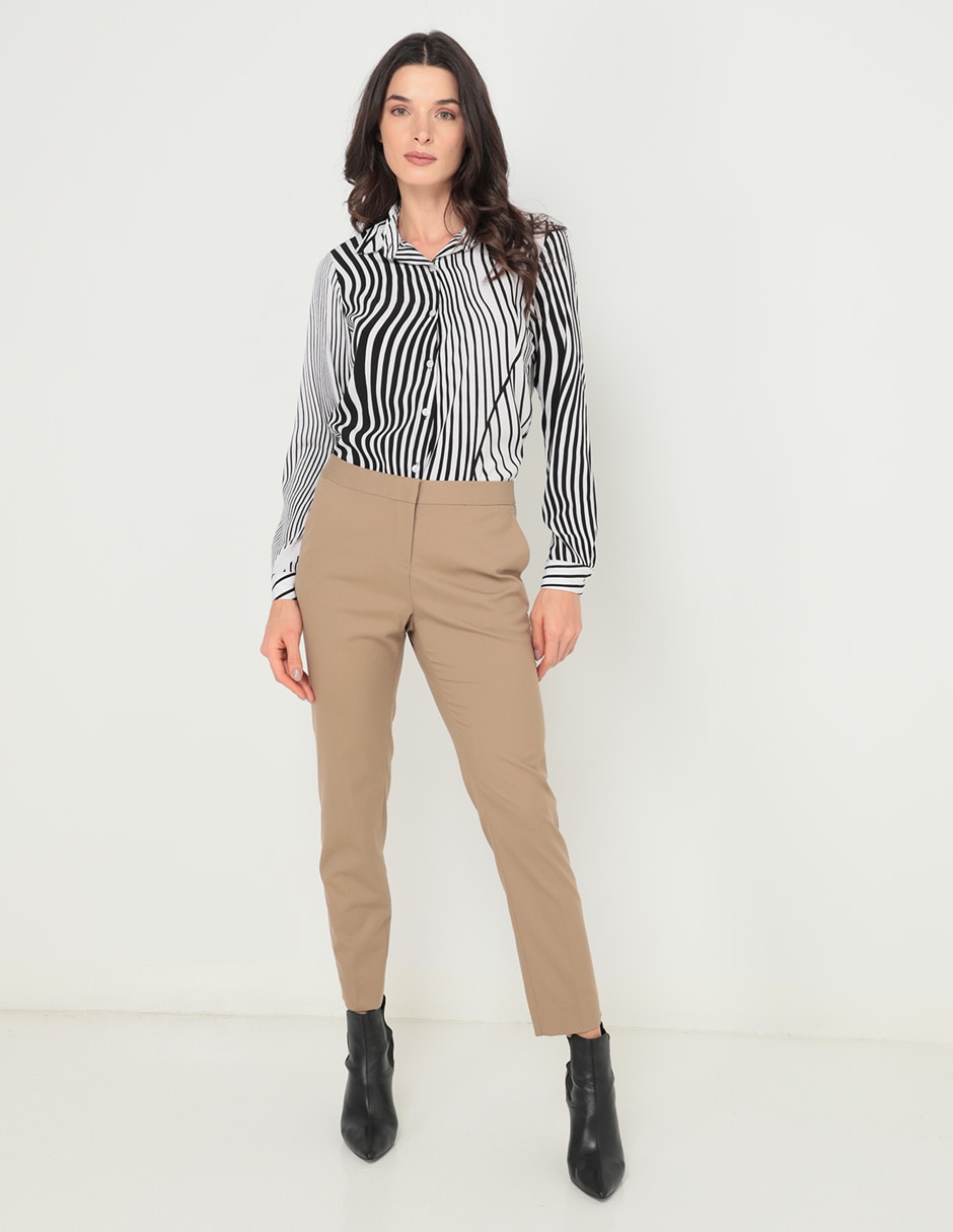 PANTALON CON PINZAS C, 26, KHAKI CLARO