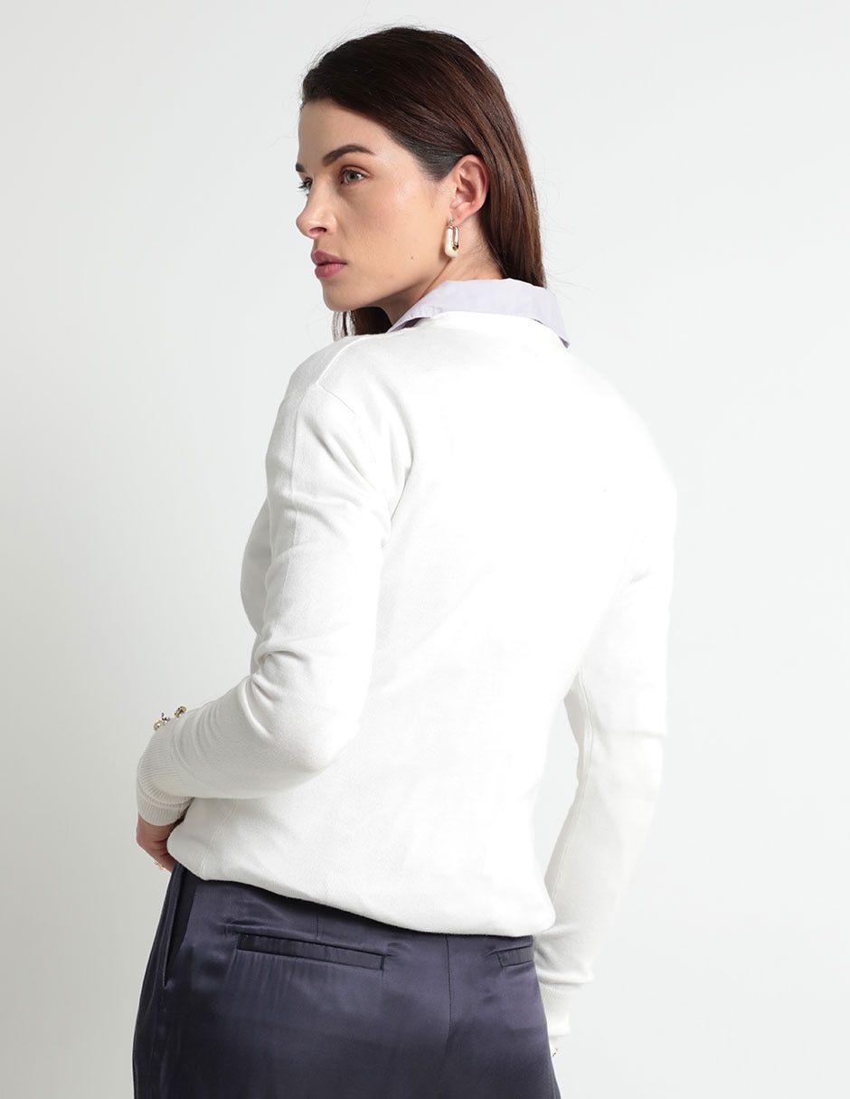 Suéter cuello V para mujer 2