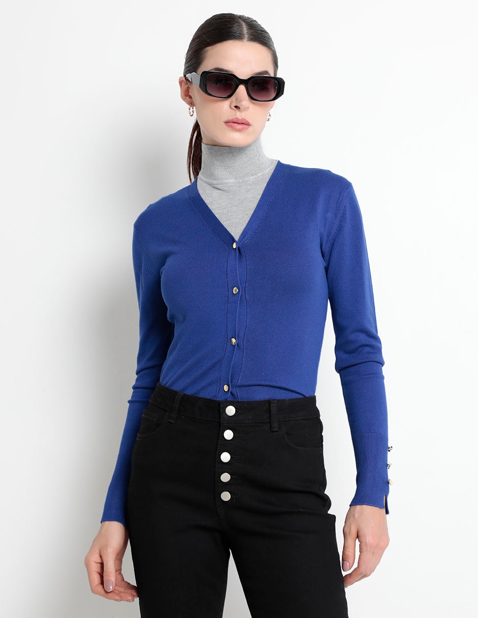 Suéter cuello V para mujer