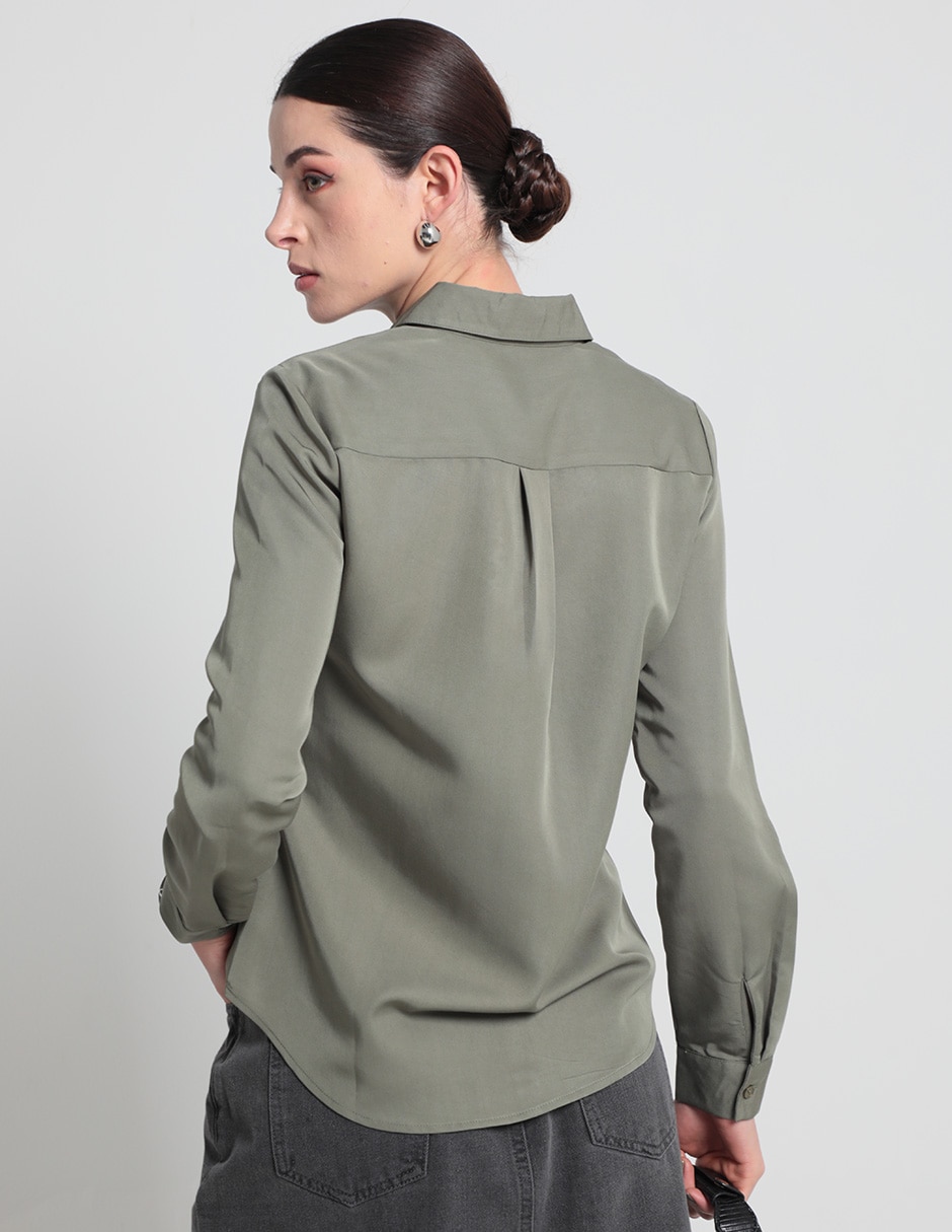 Blusa camisera manga larga para mujer 2