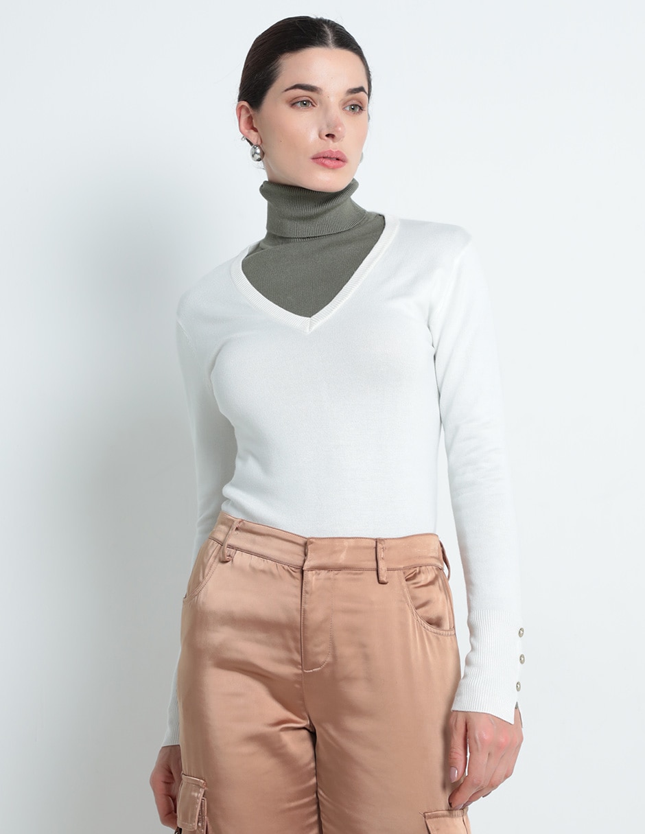 Suéter cuello v para mujer