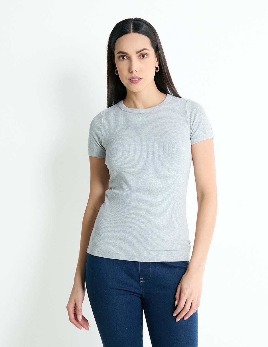 Playera manga corta cuello redondo para mujer