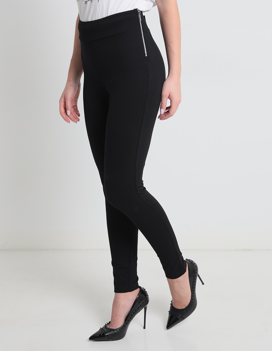 Leggins Negro Leggins Cierre Leggings Pitillo Vinilo Con Cierre