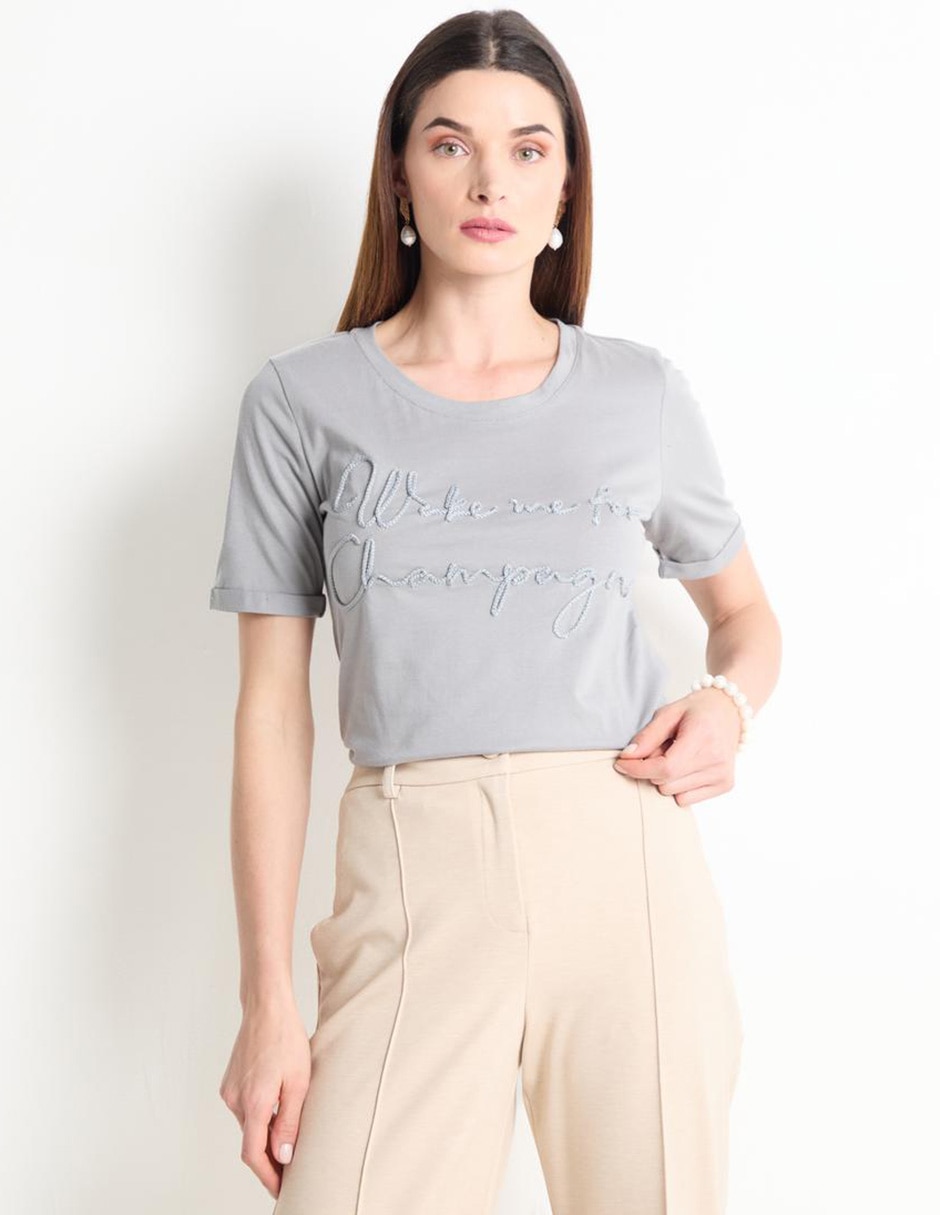 Playera manga larga cuello redondo para mujer 1