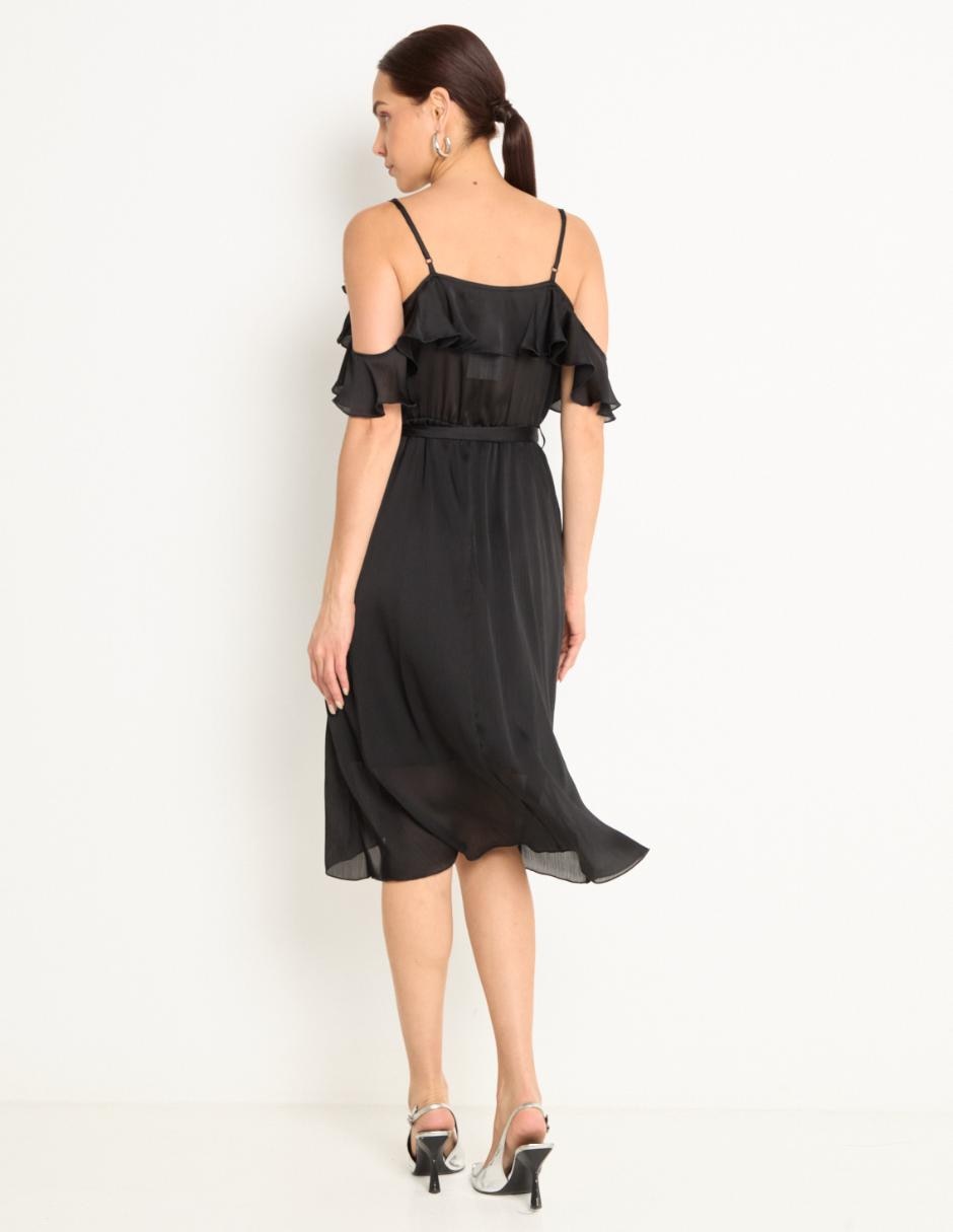 VESTIDO HIGH & LOW CONTEMP, ECH, NEGRO