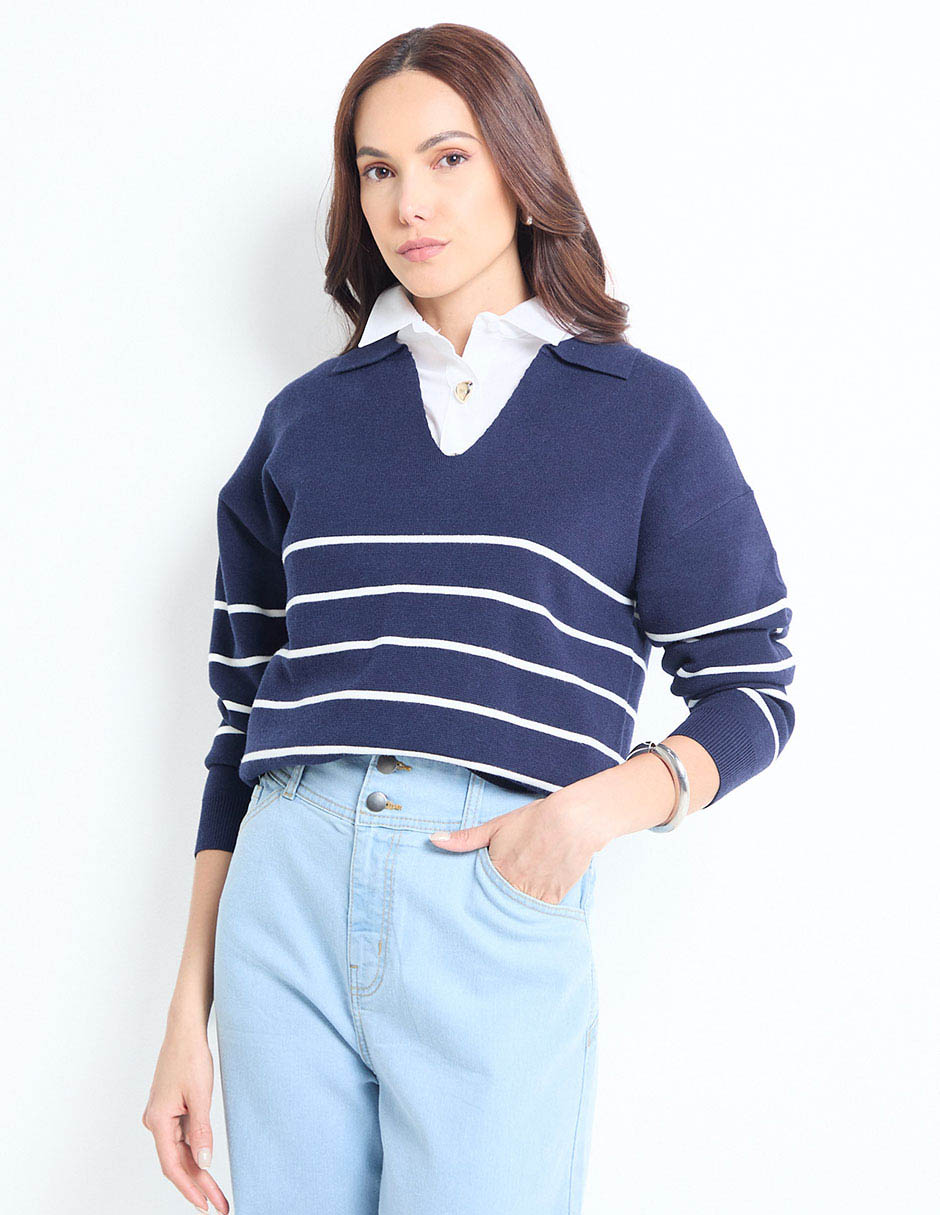 Suéter cuello camisero para mujer Suéter cuello camisero para mujer