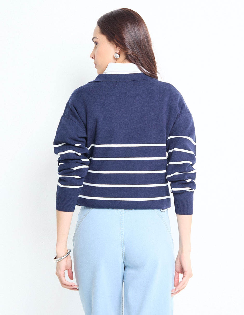 Suéter cuello camisero para mujer 2