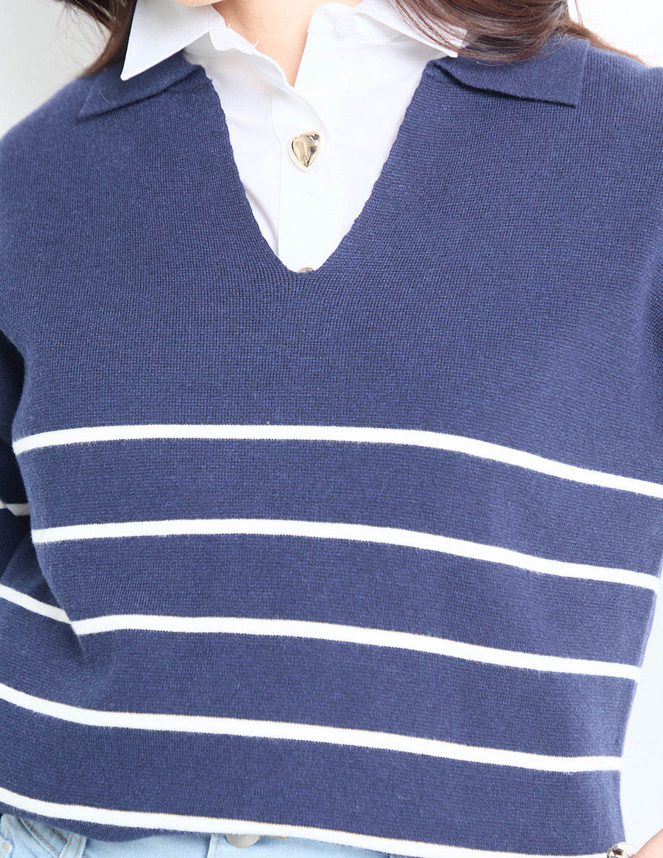 Suéter cuello camisero para mujer 4
