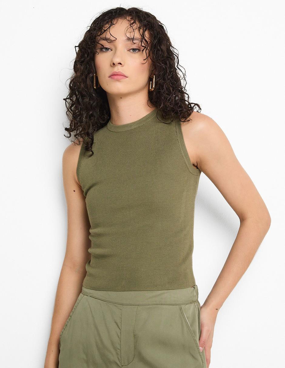 Top cuello redondo
