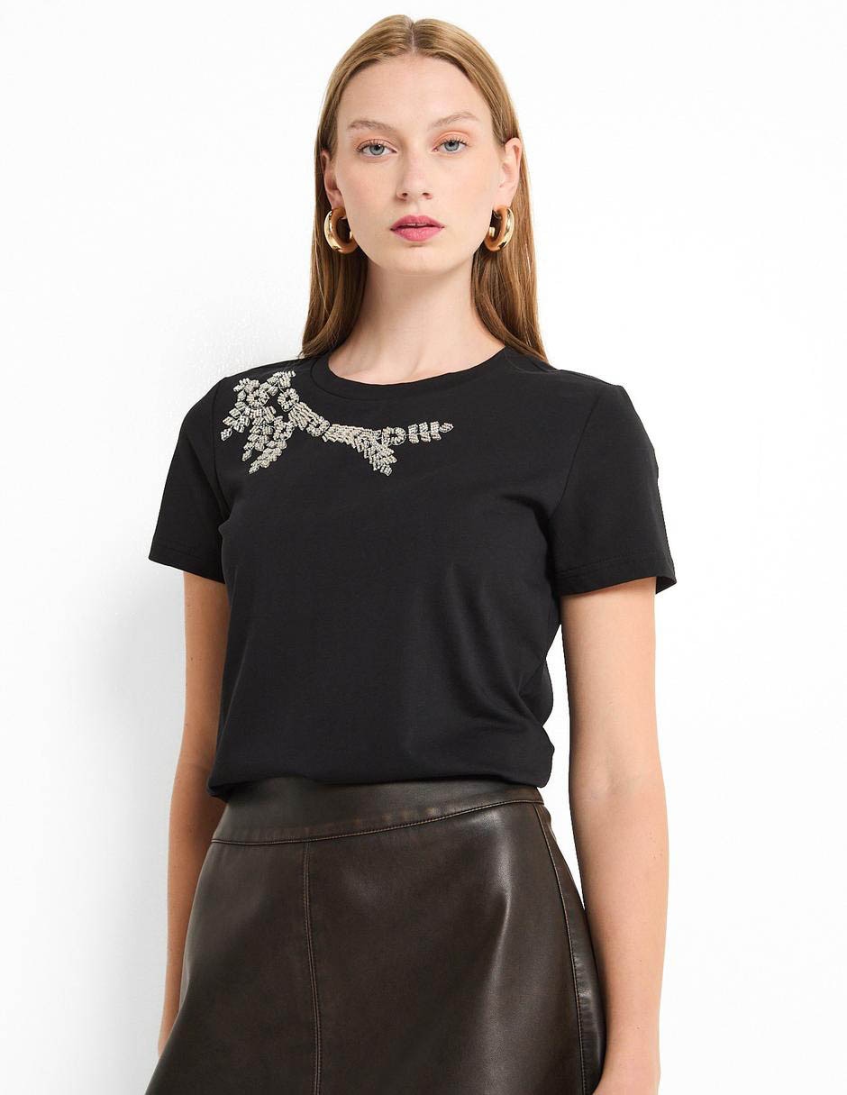 Playera manga corta cuello redondo para mujer