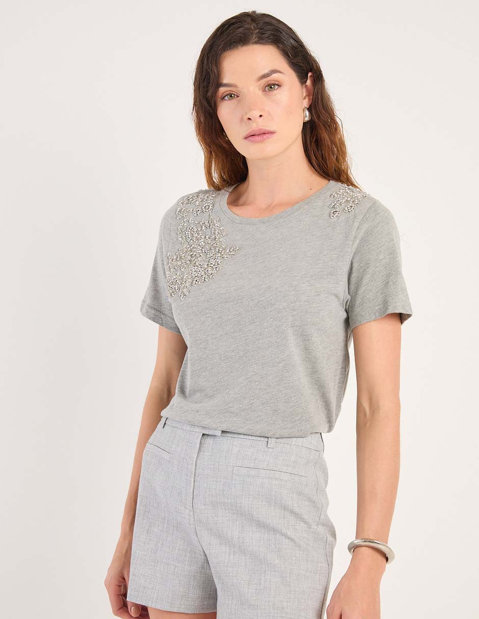 Playera manga corta cuello redondo para mujer
