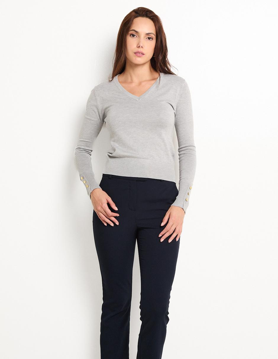 Suéter cuello V para mujer