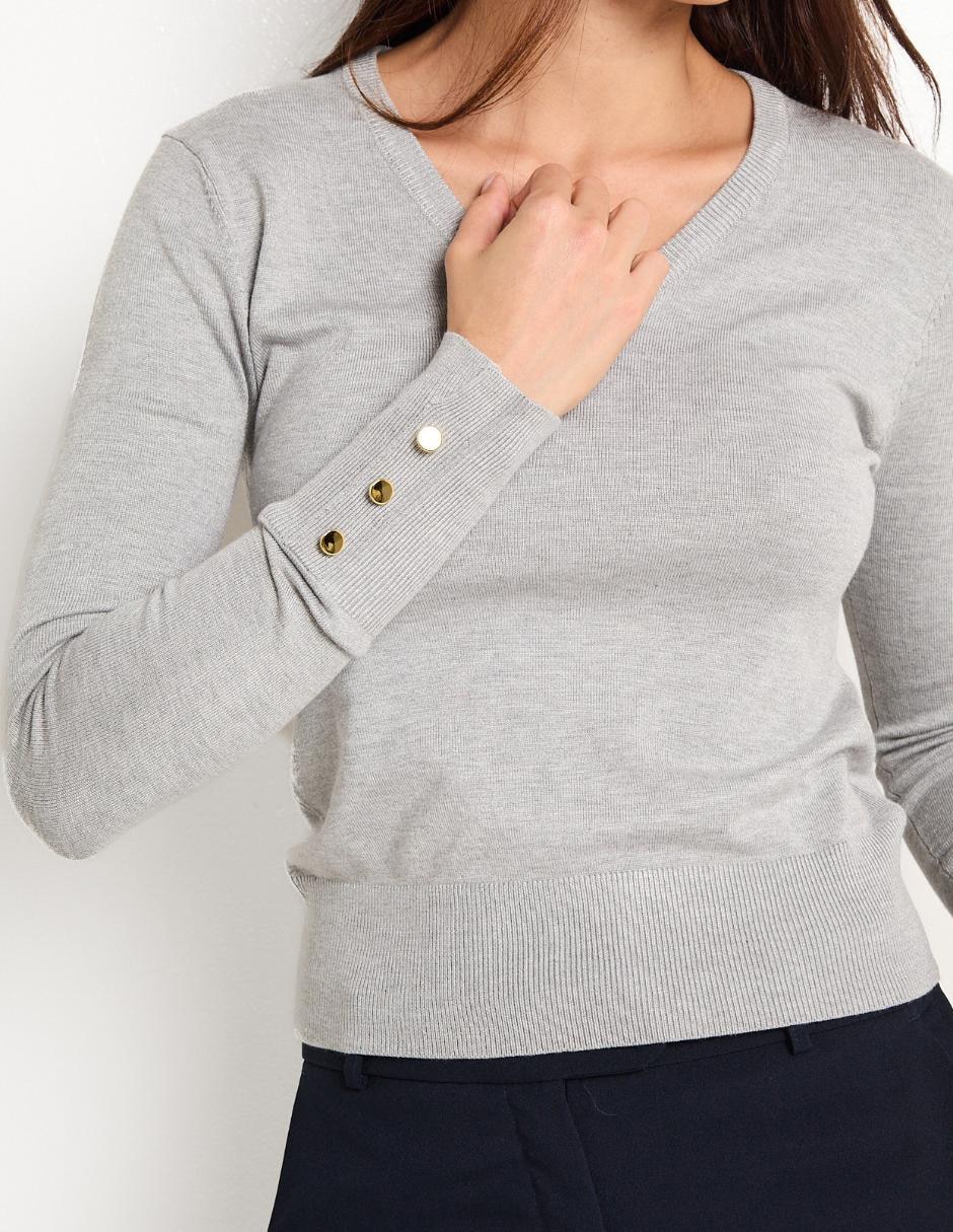 Suéter cuello V para mujer 4