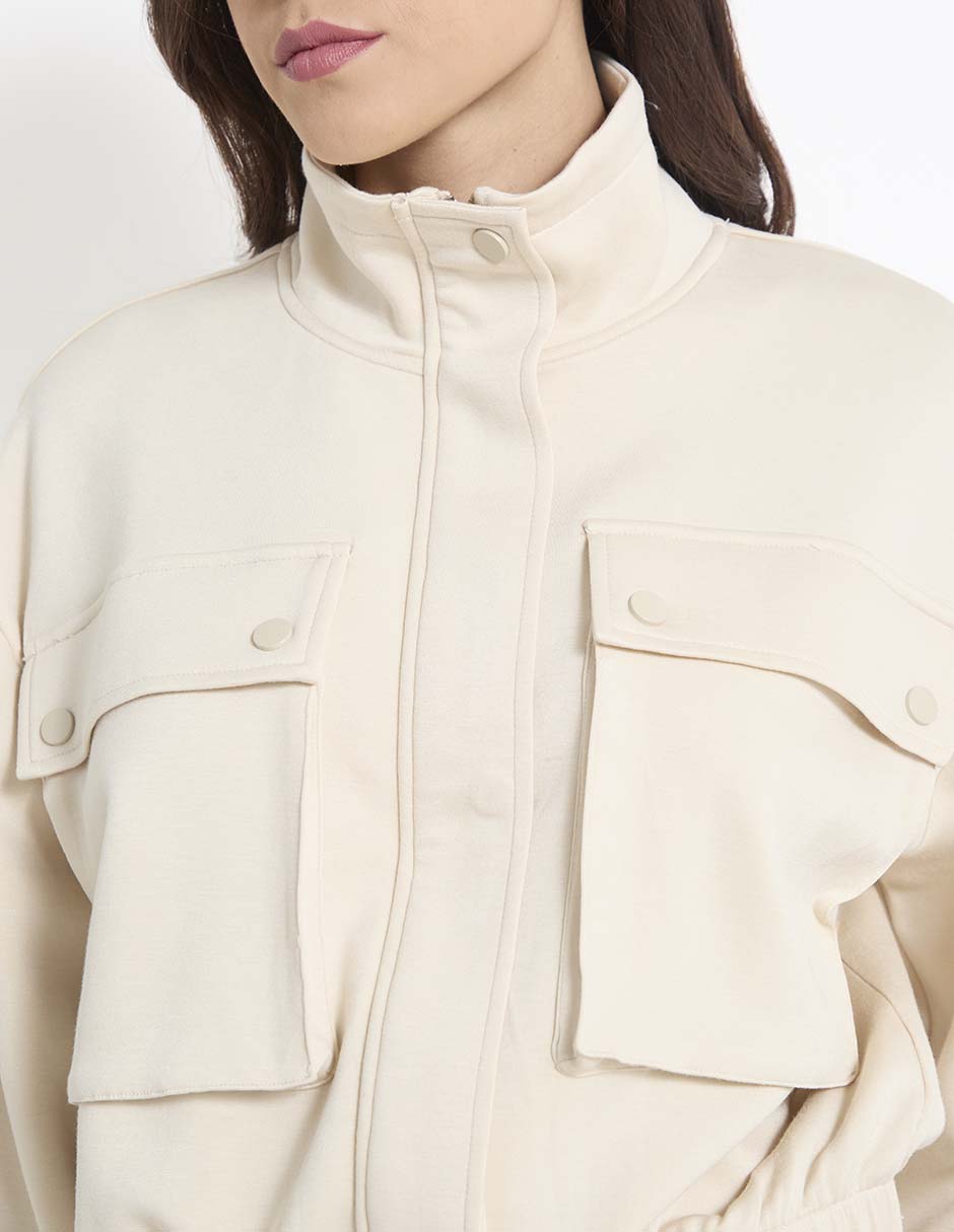 CHAMARRA CONTEMPO, ECH, PERLA GRIS LISO