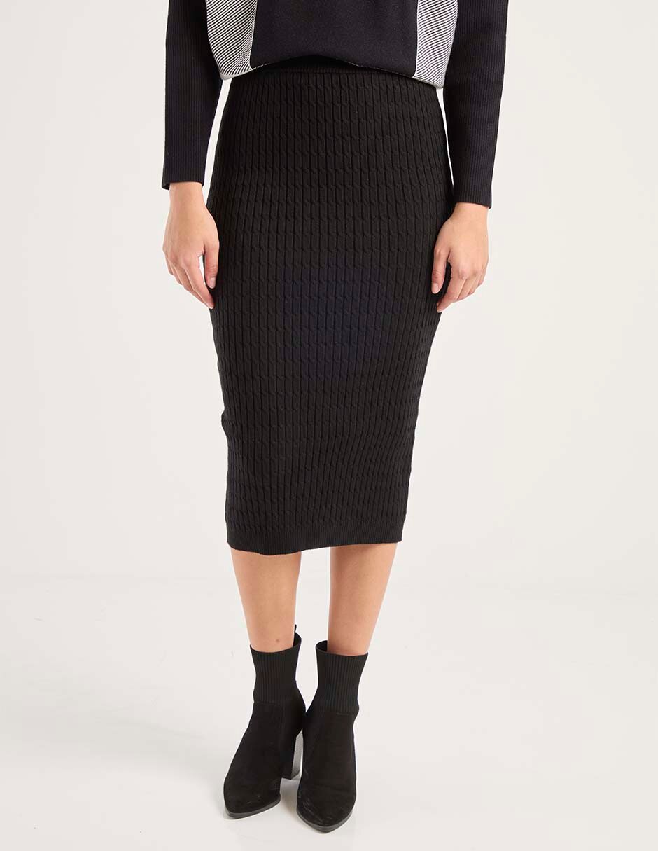 Falda midi con pretina Falda midi con pretina