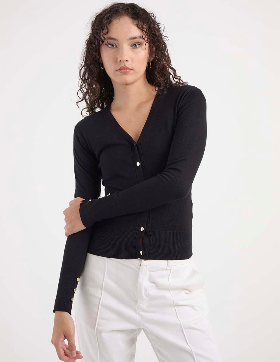 Suéter cuello V para mujer