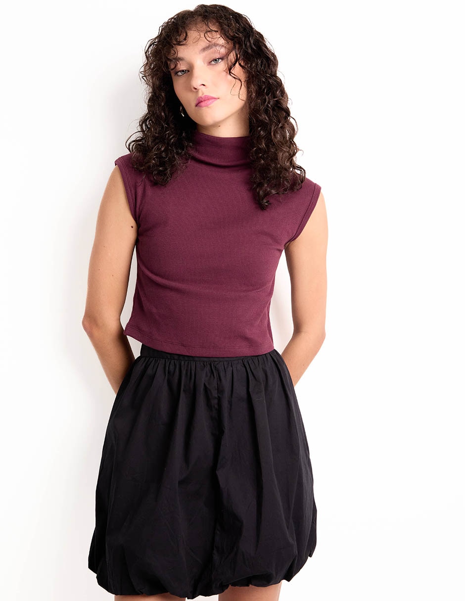 Falda corta de algodón a la cintura