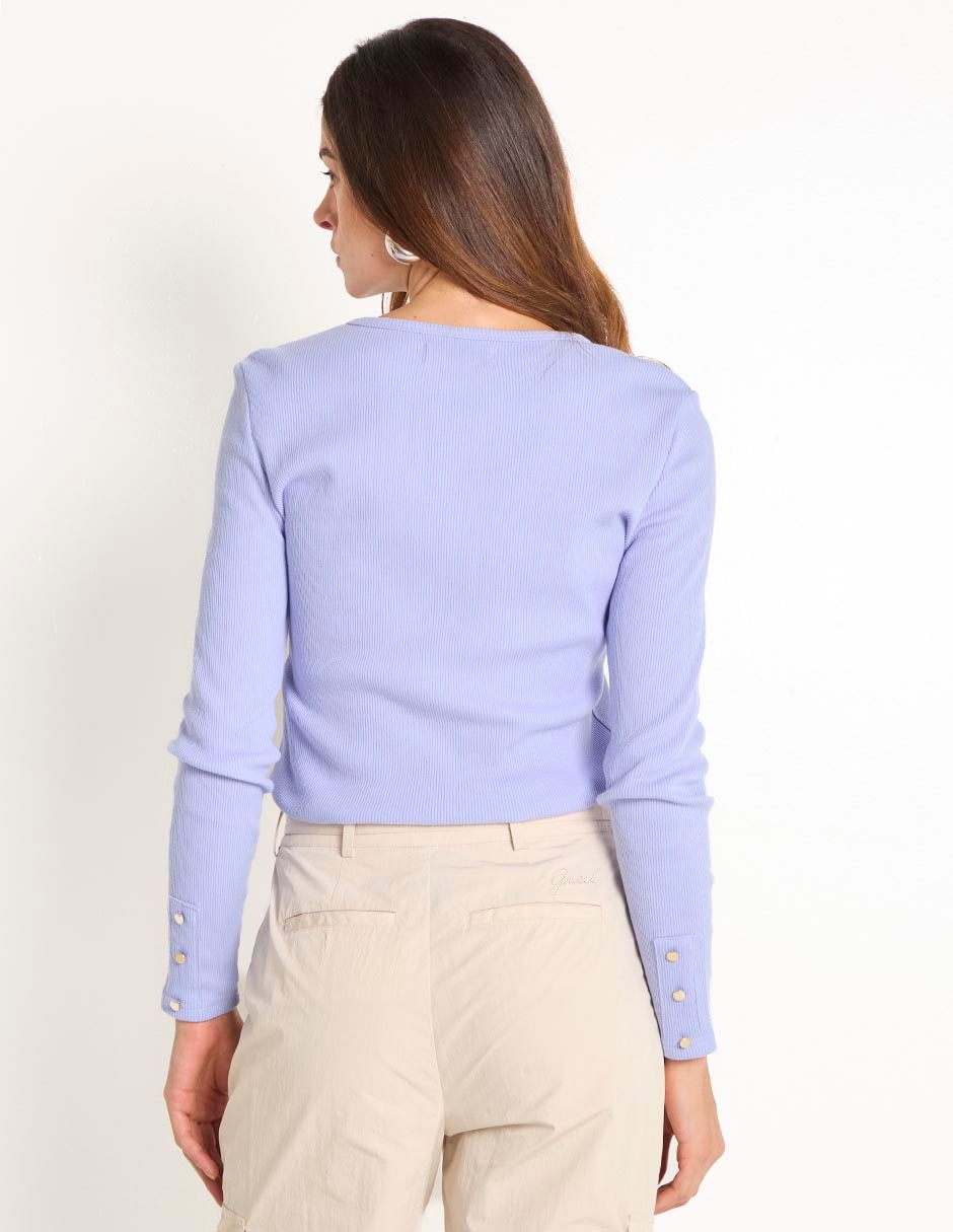 Playera manga larga cuello redondo para mujer 2