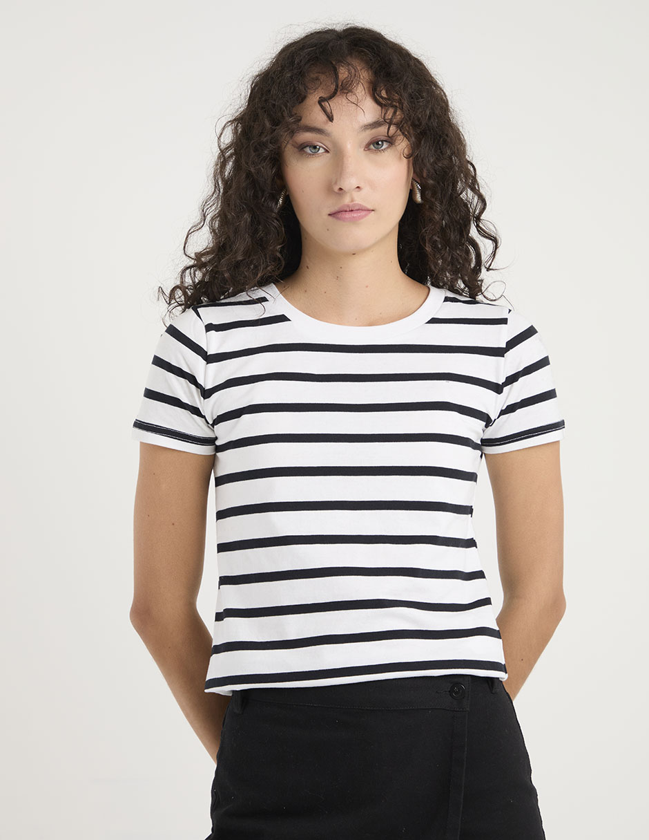 Playera manga corta cuello redondo para mujer Playera manga corta cuello redondo para mujer